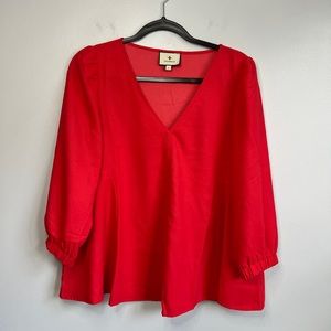 Tuckernuck Sz L • Pink Pullover Popover Blouse Shirt 3/4 Sleeve.